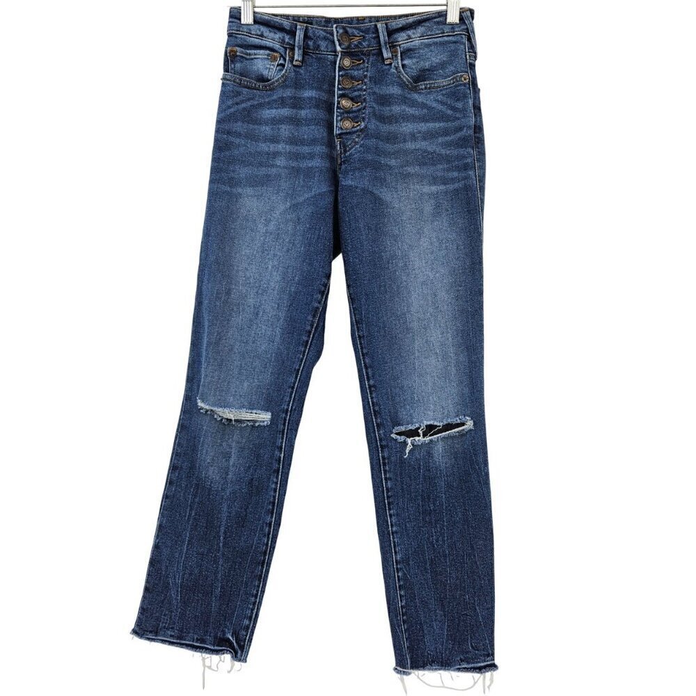 True Religion Starr High Rise Cropped Straight Leg Jeans Women’s Size 26 Ripped - Picture 3 of 13